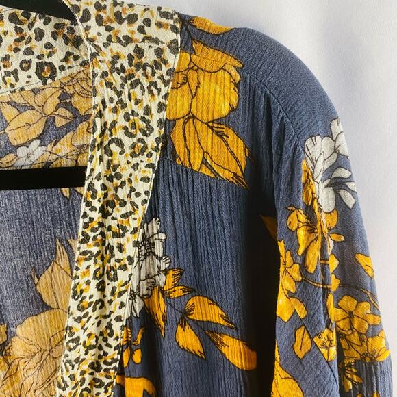 Anthropologie Andersen & Lauth‎ Floral Gray Yellow Open Cardigan One Size - Picture 2 of 6